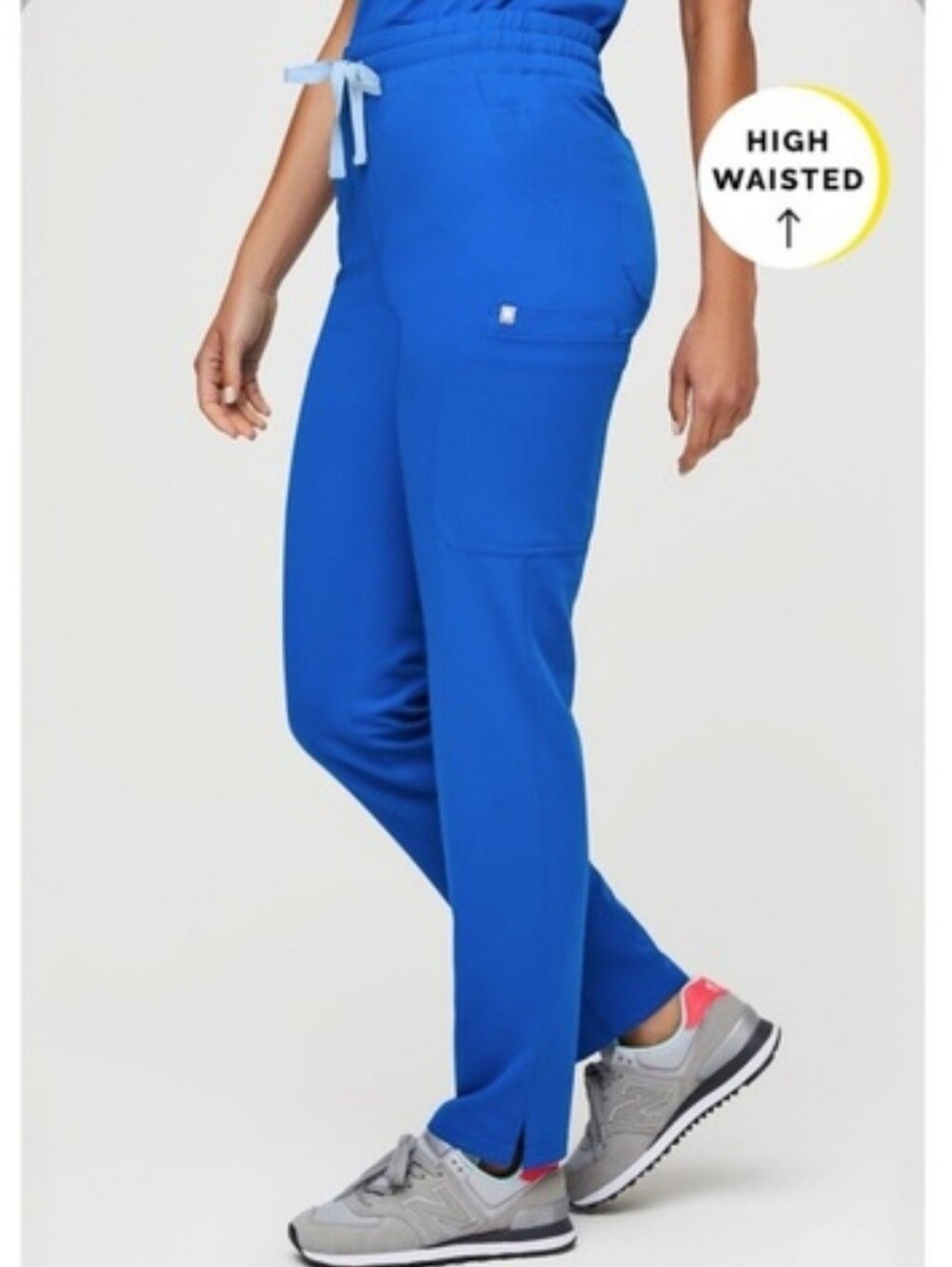 NEW Figs Ruched High Waisted Yola Skinny Scrub Pants Royal Blue Large Rare